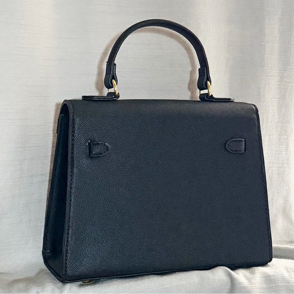 Elegant Black Vegan Leather Satchel 25cm - Picture 3 of 10